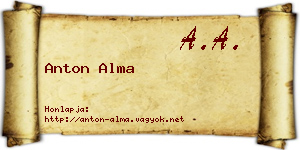 Anton Alma névjegykártya